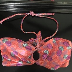 AMERICAN EAGLE BANDEAU PINEAPPLE CORAL BIKINI TOP